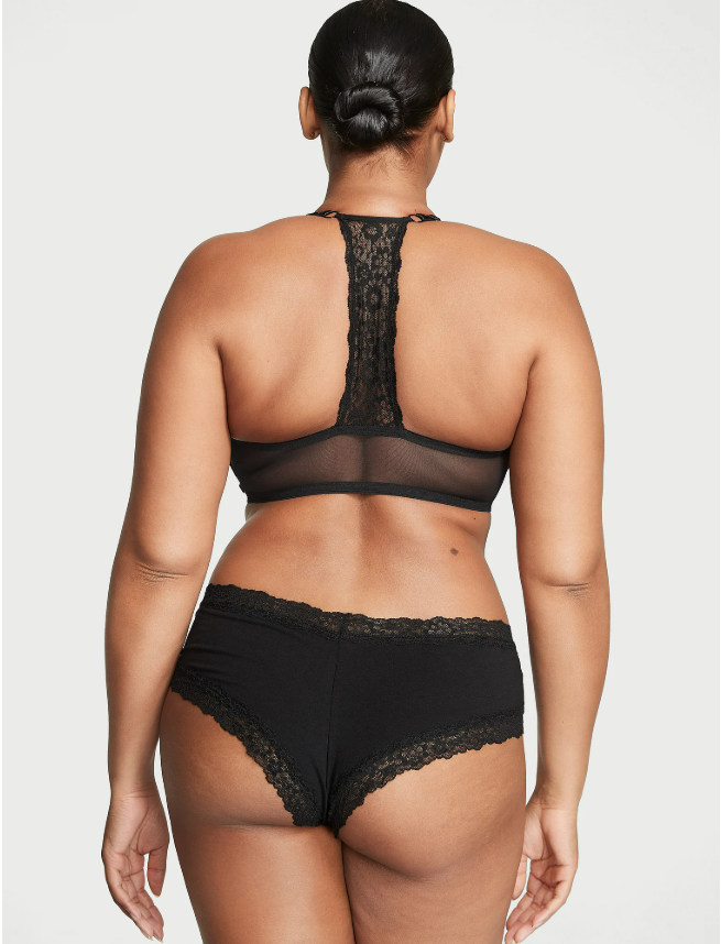 DUMMY - Panti Victoria secret cheeky de algodón con cintura de encaje XS negro